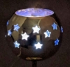 Picture of Set/4 Brass Votive Holder Star Cutouts with Blue Glass Liner | 4"Dx11"H | Item No. 90521