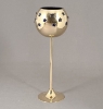 Picture of 4"D x 11"H  Votive Holder Perforated Brass Ball on Stand with Blue Glass Liner Set of 2  Item No. 90521