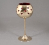 Picture of 4"D x 9"H  Votive Holder Perforated Brass Ball on Stand with Red Glass Liner Set of 2  Item No. 90519