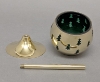 Picture of Set/4 Brass Votive Holder Tree Cutouts with Green Glass Liner | 4"Dx9"H | Item No. 90520
