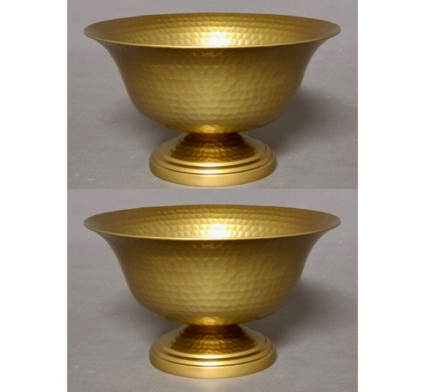 Picture of Compote Bowl Vase Gold Aluminum Revere Hammered Set/2 | 6"D x 4"H | Item No. 51434