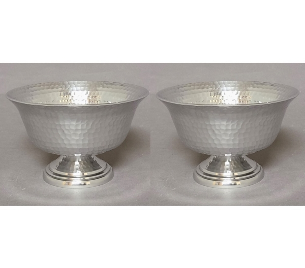 Picture of Polished Aluminum Compote Bowl Hammered   Set/2 | 6"D x 4"H | Item No. 51424