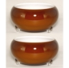 Picture of Amber Bowl Glass Garden Dish 3-Glass Feet  Set/2  | 9"Dx4.5"H |  Item No. 12310