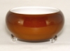 Picture of Amber Bowl Glass Garden Dish 3-Glass Feet  Set/2  | 9"Dx4.5"H |  Item No. 12310