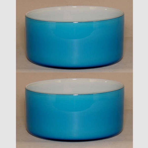 Picture of Blue Bowl Glass  Round Cylindrical  Set/2 | 8"Dx3.5"H |  Item No. 12512 FREE SHIPPING