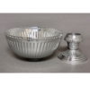 Picture of Compote Bowl Vase Polished Aluminum Bead Border Fluted Pedestal | 10"D x 8.75"H | Item No. 51351