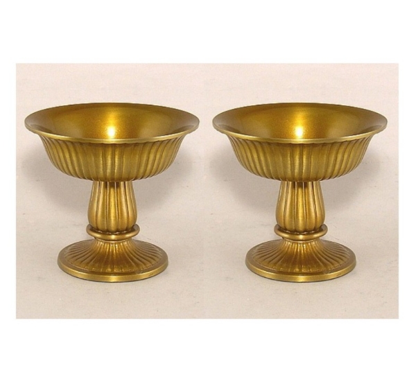 Picture of Compote Bowl Vase Gold Aluminum Revere Fluted Pedestal  Set/2 | 6"D x 5.25"H | Item No. 51403