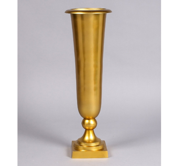 Picture of Antique Gold Trumpet Vase Square Base | 7.75"Dx24"H |  Item No.51618X  SOLD AS IS