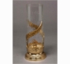 Picture of Brass Candle Holder with Leaf Wrap around Glass Cylinder Shade  | 5.5"Dx12.5"H |  Item No. 99507