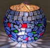 Picture of Cobalt Blue Chips are Glued on Clear Glass Ball Votive  Set /2  | 5"D x 4"H | Item No. 90352L