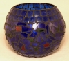 Picture of Cobalt Blue Chips are Glued on Clear Glass Ball Votive  Set /2  | 5"D x 4"H | Item No. 90352L