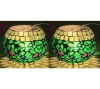Picture of Green Chips are Glued on Clear Glass Ball Votive  Set /2  | 5"D x 4"H | Item No. 90354L