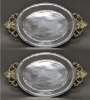 Picture of Tray Aluminum with Brass Handles Oval  Set/2 | 10"L x 7"W |  Item No. 14059