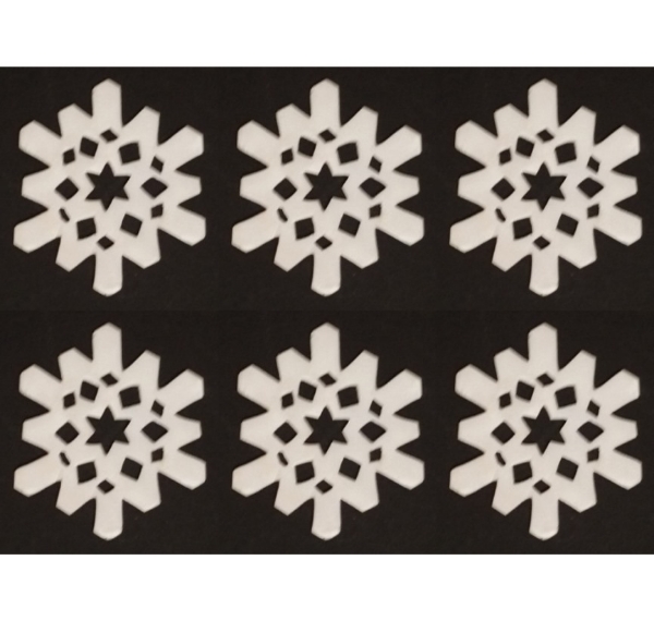 Picture of White Stone Snowflake Ornament Hand Carved from 3mm Thick Set/6  | 3.5"Diameter |  Item No. WS019