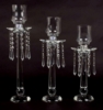 Picture of Crystal Candle Holders with 6-Crystal Bead Hangers on Each Set/3  | 10"-12"-14"H |  Item No. K20281