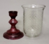 Picture of Fuchsia Pink on Brass Candle Holders  with Cut Glass Shades Set/2  | 7"D x 16.75"H |  Item No. K99527P