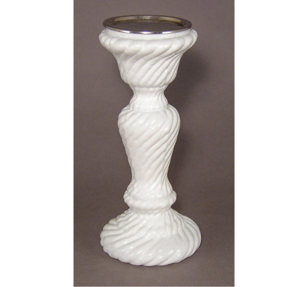 Picture of Painted White Glass Candle Holder for 3" Pillar Candle  | 3.75"Dx10.75"H |   Item No. K17092
