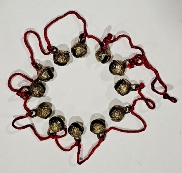 Picture of Bells Brass Tied 12 on a RED String  Set/6 Strings | 36" to 38" Long |  Item No. 5027-2R