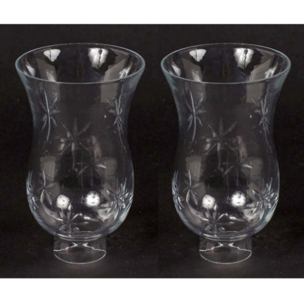Picture of Clear Glass Hurricane Shade Star Cut for Candle Holders or Candelabras Set/2  | 3.5"Dx6.5"H |  Item No. 01661X