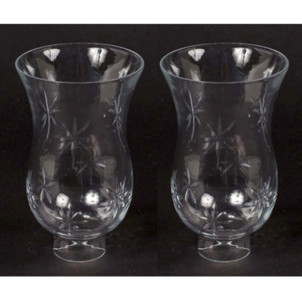 Picture of Imperfect Clear Glass Hurricane Shade Star Cut for Candle Holders Set/2  | 3.5"Dx6.5"H |  Item No. 01661X