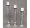 Picture of Cast Aluminum Polished Candle Holders Fluted + Glass Shades  Set/3  | 21-24-27"H |  Item No. K51569