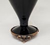 Picture of Vase Black Glass with Metal Handles on Top and Footed Ring on Bottom |6"D x 12"H |  Item No. K69133