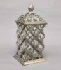 Picture of Jar Square and Cover Silver Plated on Cast Brass  Glass Liner   | 5.5"x12"H |  Item No. K79070X  SOLD AS IS