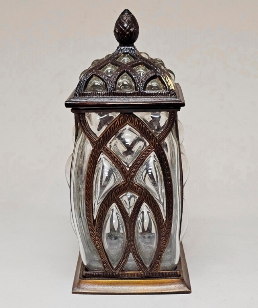 Picture of Jar Square and Cover Bronze Patina on Cast Brass  Glass Liner   | 5.5"x12"H |  Item No. K76070  