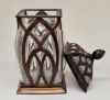 Picture of Jar Square and Cover Bronze Patina on Cast Brass  Glass Liner   | 5.5"x12"H |  Item No. K76070  