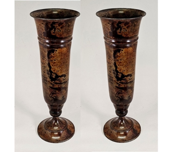 Picture of Brown Patina Finish on Brass Trumpet Vase Set /2  | 5"Dx14"H | Item No. 42101