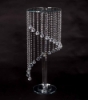 Picture of Crystal Floral Stand w/ Clear Stem, Round Top, and Spiral Crystal Bead Strands | 10"D x 29.5"H | Item No. 20249