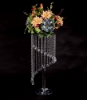 Picture of Crystal Floral Stand w/ Clear Stem, Round Top, and Spiral Crystal Bead Strands | 10"D x 29.5"H | Item No. 20249