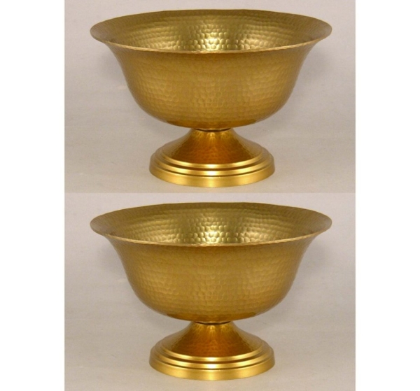 Picture of Antique Gold Compote Bowl with Hammered Surface Set/2 | 8"D x 4.5"H | Item No. 51433