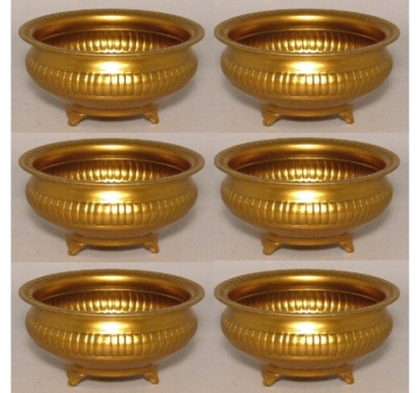 Picture of Antique Gold Low Bowl Lines Set/6 | 6"Dx3"H |  Item No. 51486X  SOLD AS IS  FREE SHIPPING