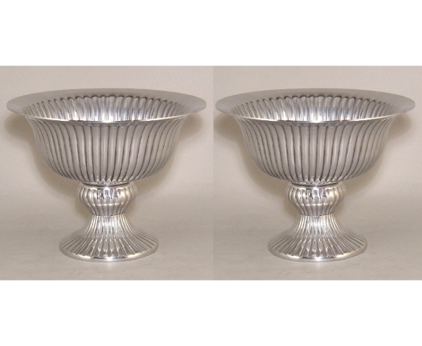 Picture of Compote Bowl Vase Polished Aluminum Revere Fluted Pedestal Base Set/2 | 8"D x 6"H | Item No. 51356