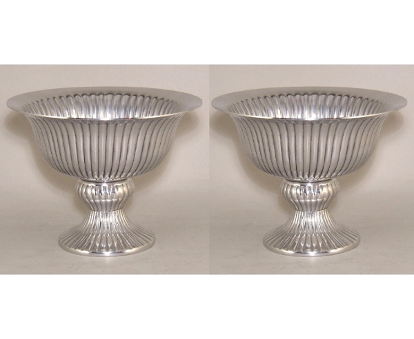 Picture of Polished Aluminum Compote Revere Bowl  Set/2 | 8"D x 6"H | Item No. 51356  FREE SHIPPING