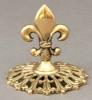 Picture of Brass Card Holder Fleur-de-lis on Round Filigree Base  Set/4  | 3.5"Dx3.25"H |  Item No. 99616