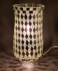 Picture of Nickle Plated on Brass Candle Holder & Mosaic Shade  | 4"Dx10.5"H |  Item No. K20601