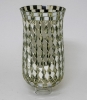 Picture of Nickle Plated on Brass Candle Holder & Mosaic Shade  | 4"Dx10.5"H |  Item No. K20601