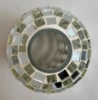 Picture of Nickle Plated on Brass Candle Holder & Mosaic Shade  | 4"Dx10.5"H |  Item No. K20601