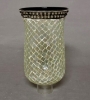 Picture of Nickle Plated on Brass Candle Holder & Mosaic Shade  | 4"Dx10.5"H |  Item No. K20602  