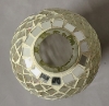 Picture of Nickle Plated on Brass Candle Holder & Mosaic Shade  | 4"Dx10.5"H |  Item No. K20602  