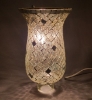 Picture of Nickle Plated on Brass Candle Holder & Mosaic Shade  | 5.5"Dx10.5"H |  Item No. K20604  