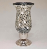 Picture of Nickle Plated on Brass Candle Holder & Mosaic Shade  | 5.5"Dx10.5"H |  Item No. K20603  