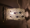 Picture of Nickle Plated on Brass Candle Holder & Mosaic Shade  | 5.5"Dx10.5"H |  Item No. K20603  