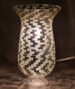 Picture of Nickle Plated on Brass Candle Holder & Mosaic Shade  | 5.5"Dx10.5"H |  Item No. K20606 