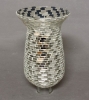 Picture of Nickle Plated on Brass Candle Holder & Mosaic Shade  | 5.5"Dx10.5"H |  Item No. K20606 