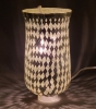 Picture of Nickle Plated on Brass Candle Holder & Mosaic Shade  | 4"Dx10.5"H |  Item No. K20605  