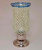 Picture of Nickle Plated on Brass Candle Holder & Mosaic Shade  | 4"Dx10.5"H |  Item No. K20608  