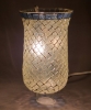 Picture of Nickle Plated on Brass Candle Holder & Mosaic Shade  | 4"Dx10.5"H |  Item No. K20608  